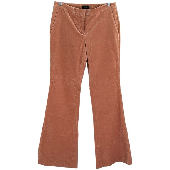 Theory Pants - Theory Women’s Peach Caroleena Stretch Flared Crushed Velvet Pants‎ Sz 4